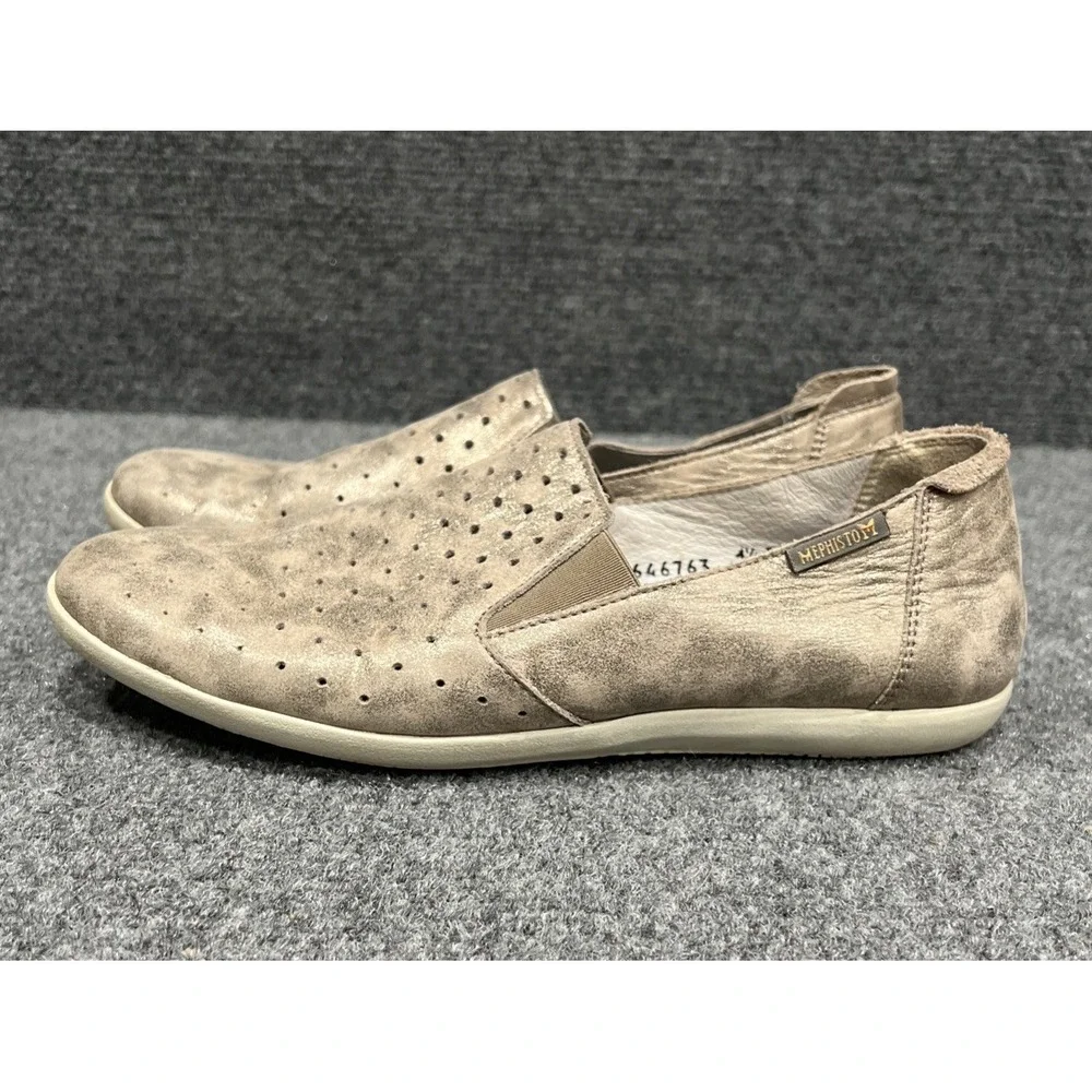 Mephisto Korie Perf Perforated Slip On Leather Lined Women's Shoes 7 Taupe